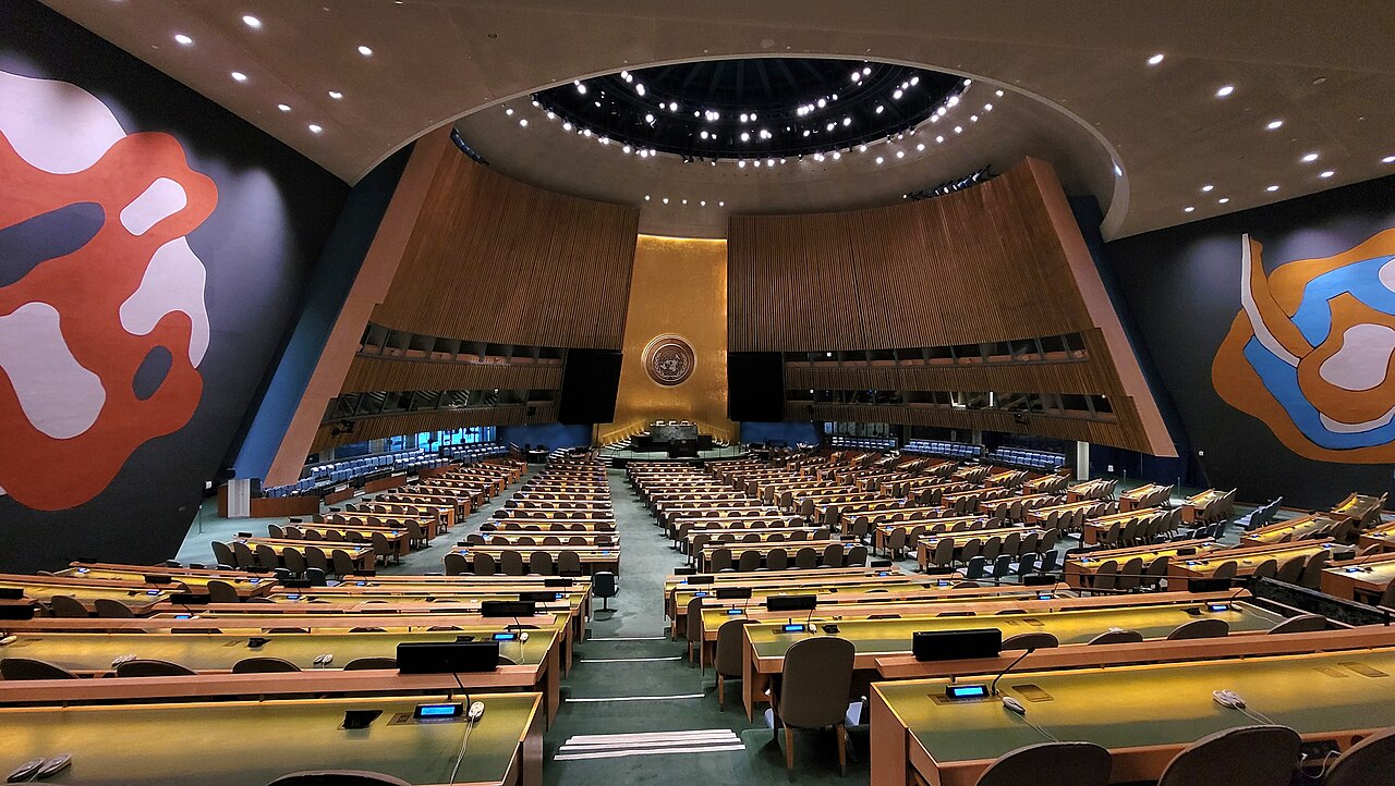 United Nations General Assembly hall, New York City.
